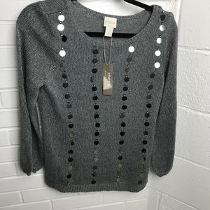{Chico} NWT Paillette Pullover Sweater